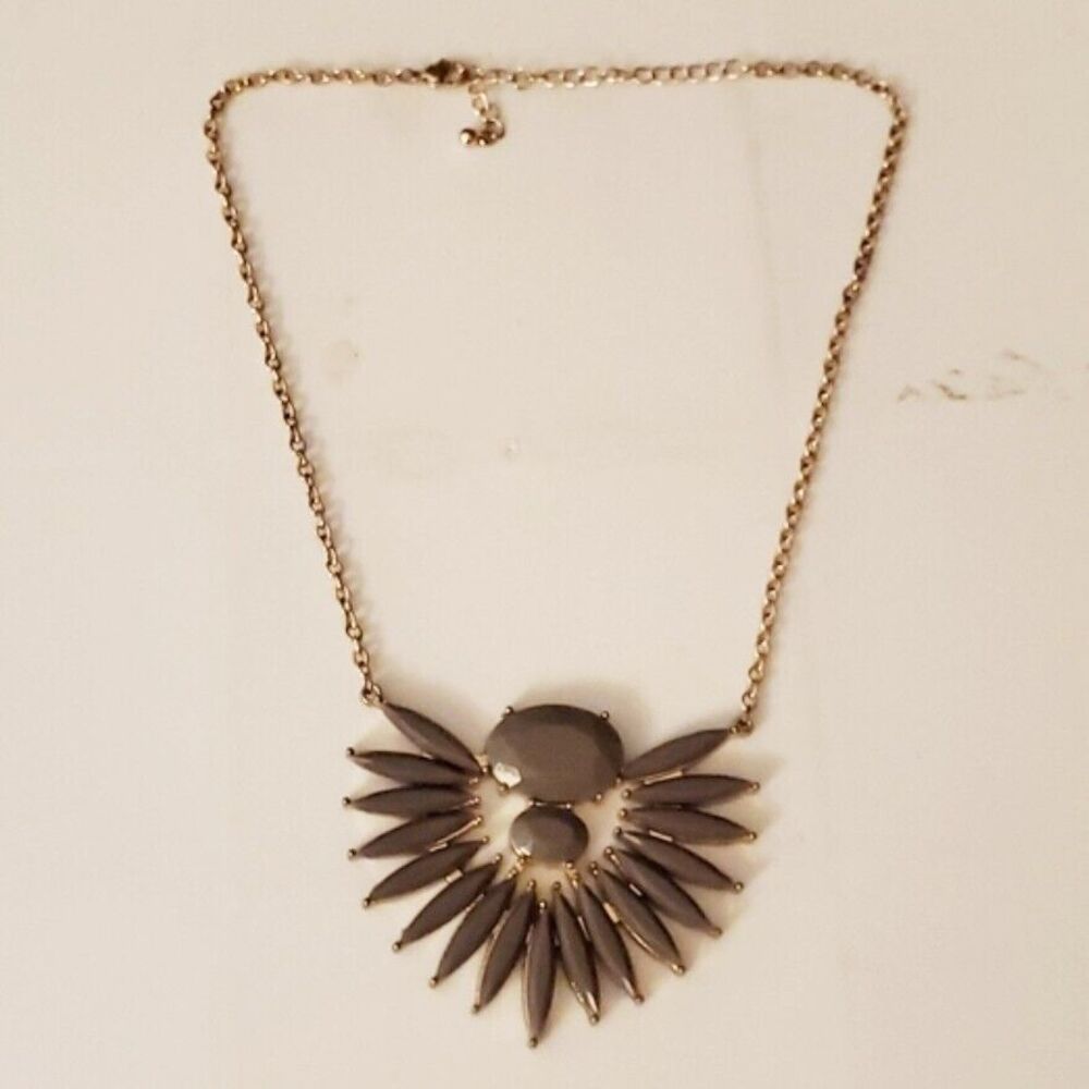 Vintage Taupe Gray Gold Stardust Resin Necklace